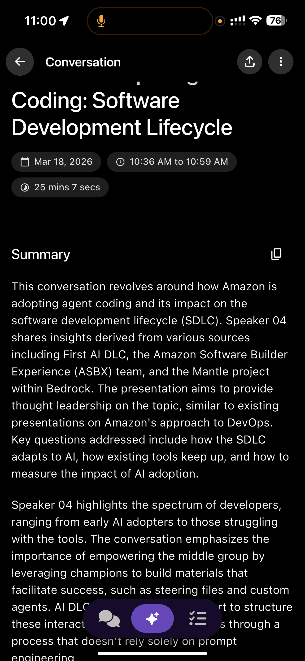 Memorion App - Conversation summary